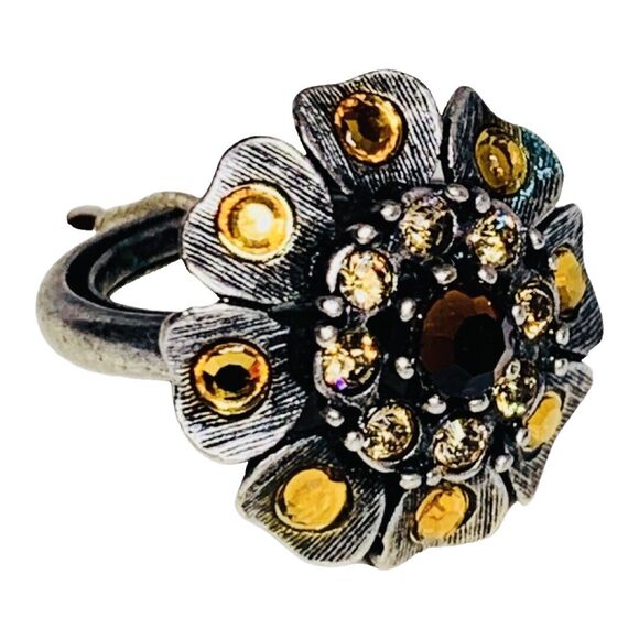 Hobe Crystal Flower Ring Sz 7 Jewels Of Legendary Splendor Cottagecore - Picture 3 of 15